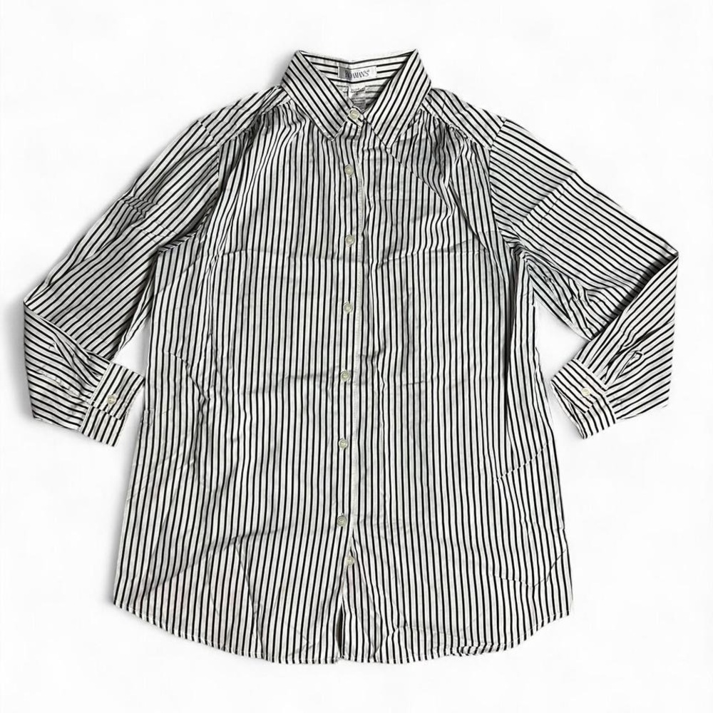 Vintage Romans Oversized Long Sleeve Button Down Size Medium White Black